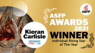 Kieran Carlisle is announced as the winner of the Individual Rising Star Award at the ASFP event