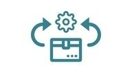 brief case pointing to cog icon